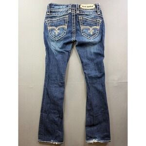Rock Revival Amy Bootcut Jeans Womens Blue Rhinestone Pockets 25x32
